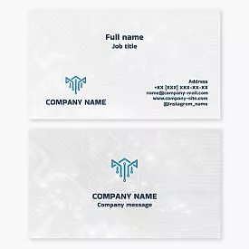 Business card template. Abstract. Digital crown board. Electronic components, assembly and repair of microelectronic devices and products.