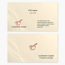 Business card template. Cafe. Japanese, Chinese noodles.