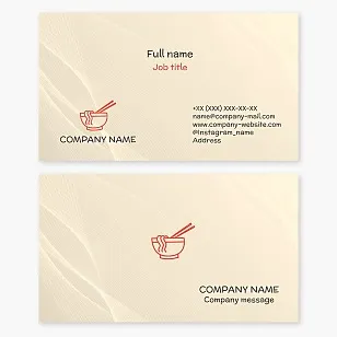Business card template. Cafe. Japanese, Chinese noodles.