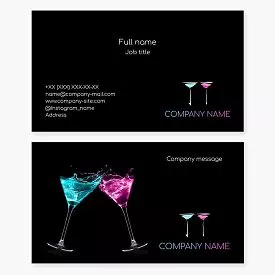 Business card template. Bar. Alcohol, cocktails.