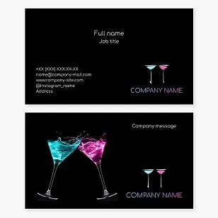 Business card template. Bar. Alcohol, cocktails.