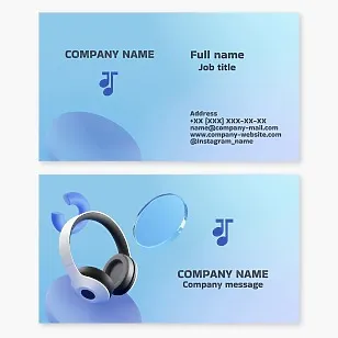 Music themed business card template. Recording studio.