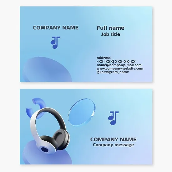 Music themed business card template. Recording studio.