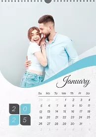 Calendar template for newlyweds in white and azure design