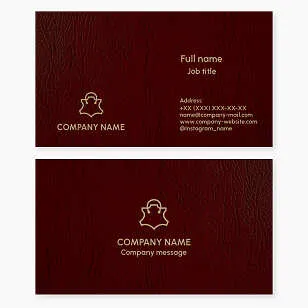 Business card template. Leather. Leather supplies. Leather goods atelier. Leather repair shop. Leather accessories store.