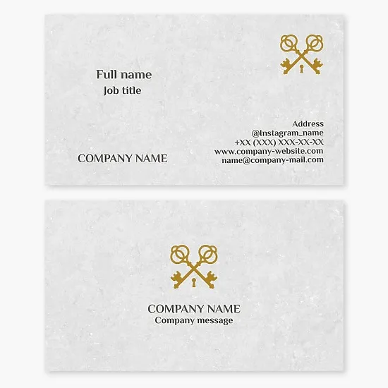 Crossed Vintage Keys Business Card Template. Real Estate & Rentals.