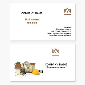 Business card template "Capital construction of houses, buildings and structures".
