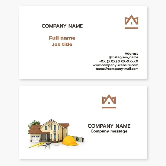 Business card template "Capital construction of houses, buildings and structures".