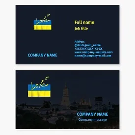 Ukrainian business card template. Community of Ukrainians. Cultural Foundation of Ukraine.
