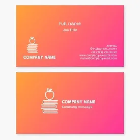 Books with Apple | Business Card Template for Education | Tutor | Private Library | Self-Education Portal