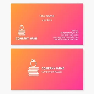 Books with Apple | Business Card Template for Education | Tutor | Private Library | Self-Education Portal