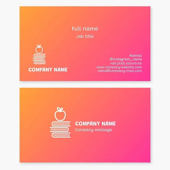 Books with Apple | Business Card Template for Education | Tutor | Private Library | Self-Education Portal