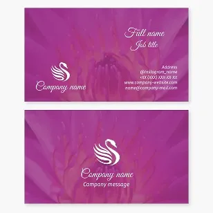 Business card template Swan and flower