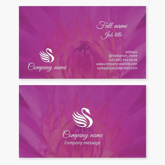 Business card template Swan and flower