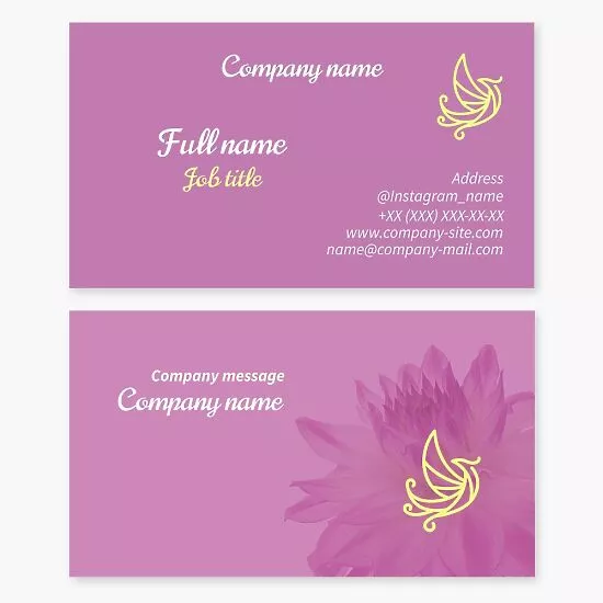 Pink Floral Business Card Template