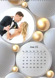 Calendar template Young family on beads background