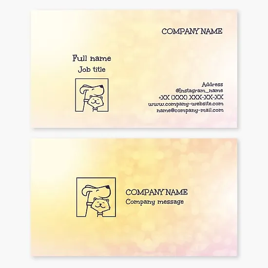 Business card template. Pet shelter. Cats and dogs for sale.