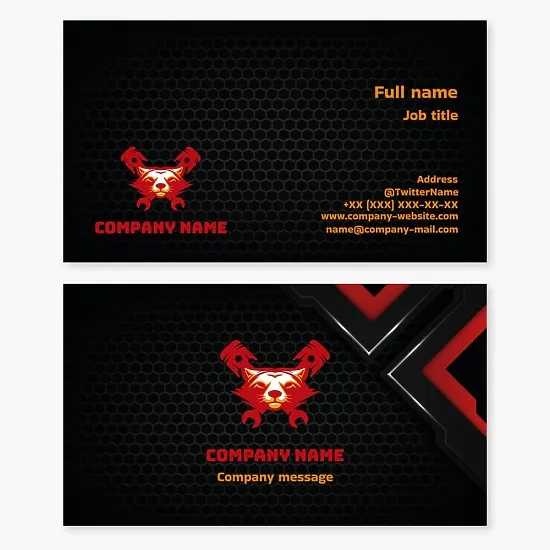 Car business card template. Car repair.