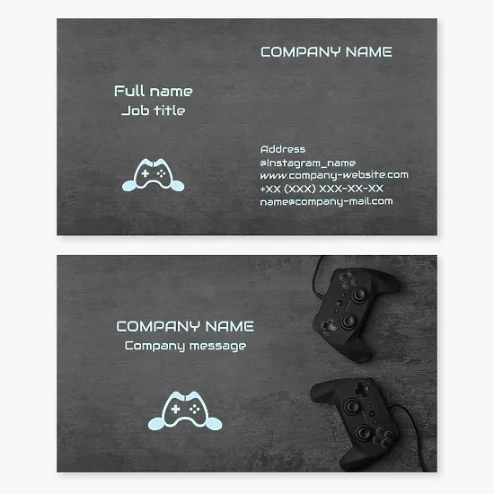 Game controller business card template. Computer gaming accessory sales and repairs.