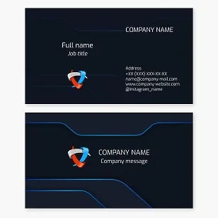Business card template with an abstract shield logo. Security agency.