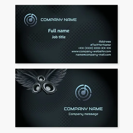 Music Speaker Audio Business Card Template. Audio Equipment Sales.