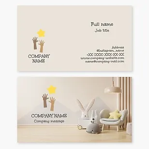 Business card template "Children's room decor". Products and furniture for children's room.