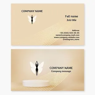 Business card template. Butterfly woman. Fitness, Pilates, yoga, beauty salon.