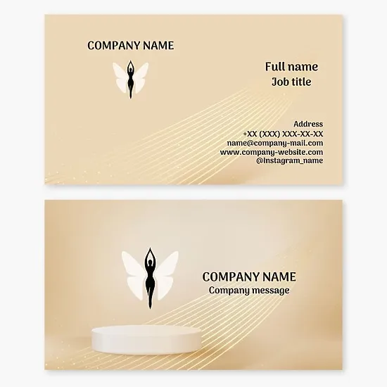 Business card template. Butterfly woman. Fitness, Pilates, yoga, beauty salon.