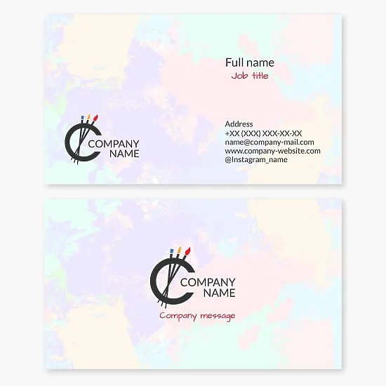 Business card template. Art school. Artist. Letter C.