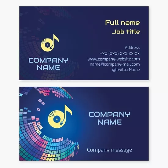 Business card template Music, disco, night club