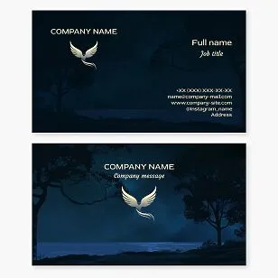 Business card template. Abstract. Night fairytale bird.