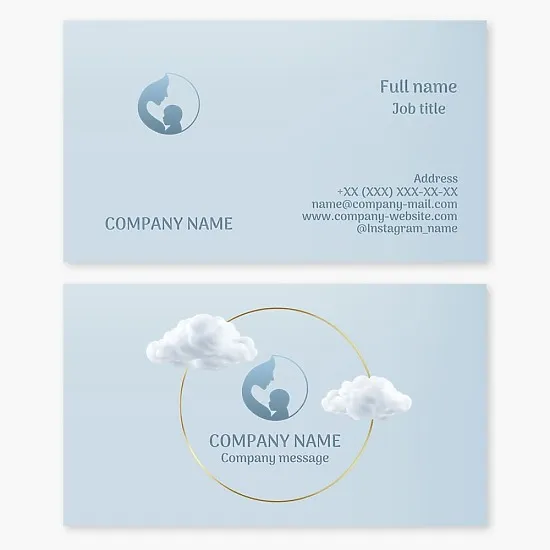 Business card template. Maternity hospital. Motherhood courses. Psychological support for young mothers.