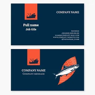 Business card template. Industrial fishing. Fishing schooner.