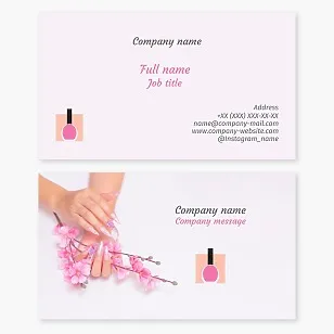 Business card template. Nail salon. Supply of nail service supplies.