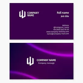 Professional business card template. Trident. Symbol of power, strength, associated with the gods of water and thunder. Letter W.