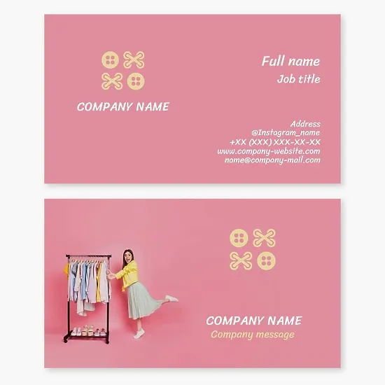 Business card template for clothing repair and tailoring.