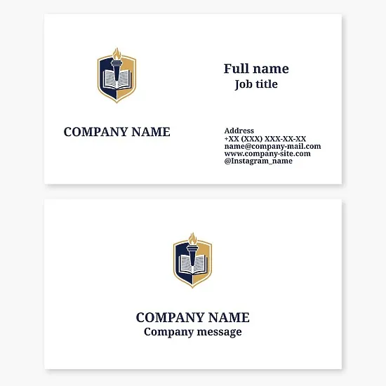 Business card template. Education. School, college, university.