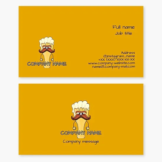 Business card template for a beer company. Beer. Beer bar. Beer production and supply.