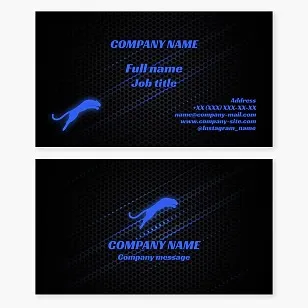 Business card template. Large wild cat. Puma, jaguar, leopard, panther, lynx.