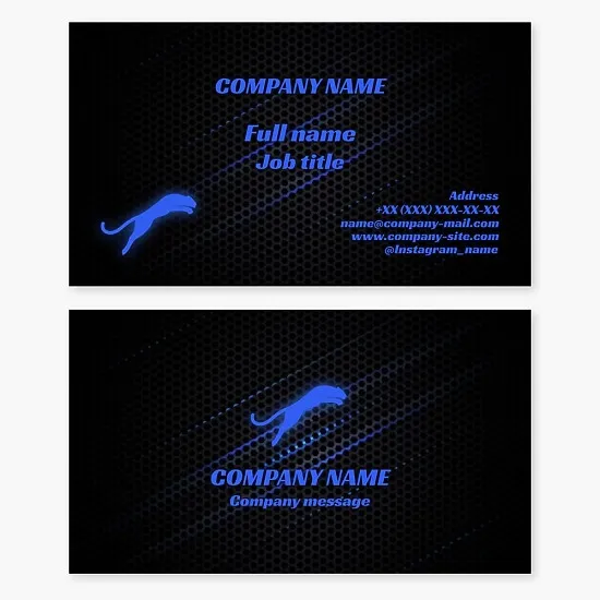 Business card template. Large wild cat. Puma, jaguar, leopard, panther, lynx.