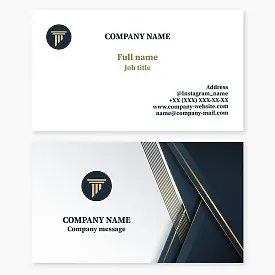 Business card template with the Pillar law firm logo. Attorney, notary, lawyer, defense attorney.