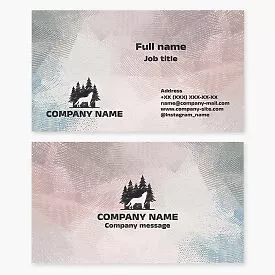 Business card template. Abstract. Wolf. Forestry. Ranger. Hunter.
