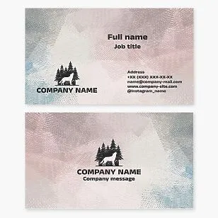 Business card template. Abstract. Wolf. Forestry. Ranger. Hunter.