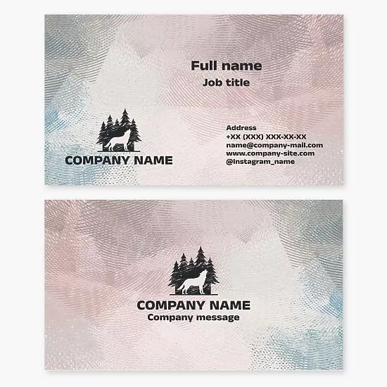 Business card template. Abstract. Wolf. Forestry. Ranger. Hunter.