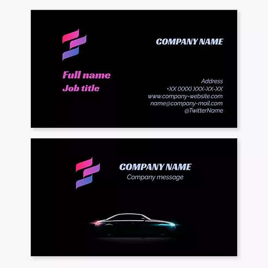 Business card template Auto, flags, brands