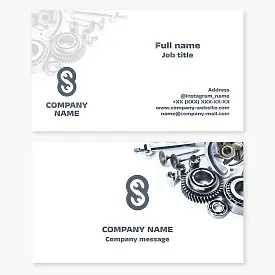 Auto repair shop. Auto parts. Letter C. Business card template.