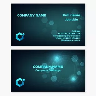 Teal Business Card Template with Hexagon Design 