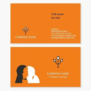 Family psychologist, psychoanalyst, psychotherapist | Face of a man and a woman | Family tree | Letter Psi | Business card template