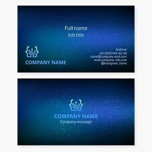 Business card template. Computer programming. Programming code.