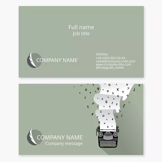 Feather Quill Pen Logo | Typewriter Business Card Template